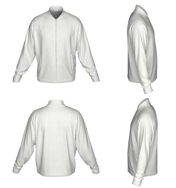 istock Sweatshirt with zipper template. Sweatshirt long sleeve. Isolated. white 1487728019