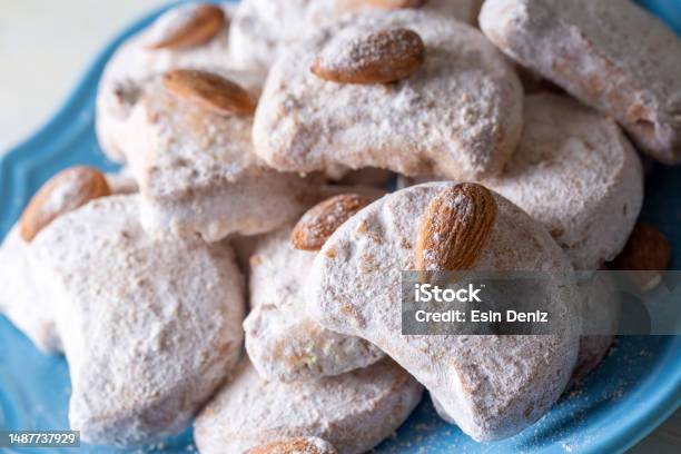 Traditional Kavala Cookies With Almond Stock Photo - Download Image Now - Baked, Biting, Breakfast