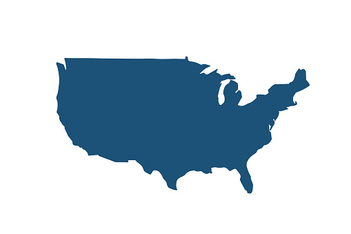 Contiguous US states map. US states contour silhouette. States of America. Simple map. Vector illustration