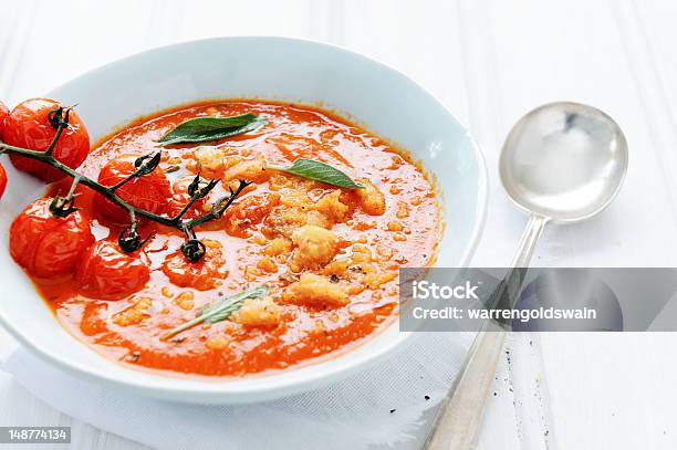 Home Made Tomato Soup Stock Photo - Download Image Now - Bright, Cherry Tomato, Crouton