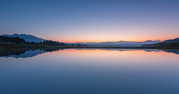 Beautiful morning lakescape before sunrise.