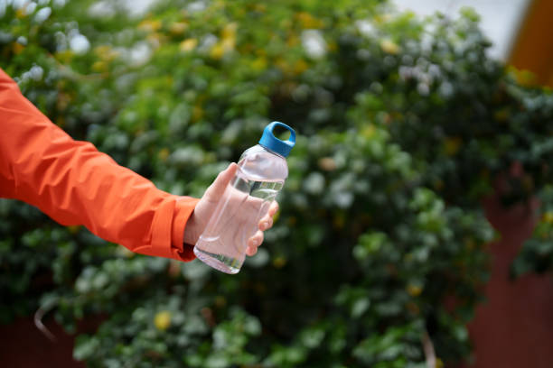 PET Bottle in natural outdoor background.