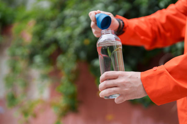 PET Bottle in natural outdoor background.