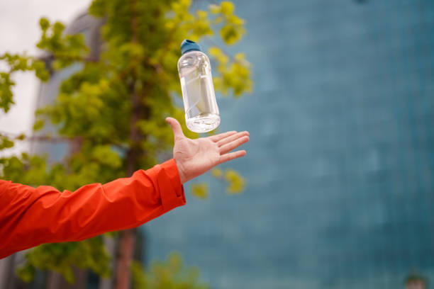 PET Bottle in natural outdoor background.