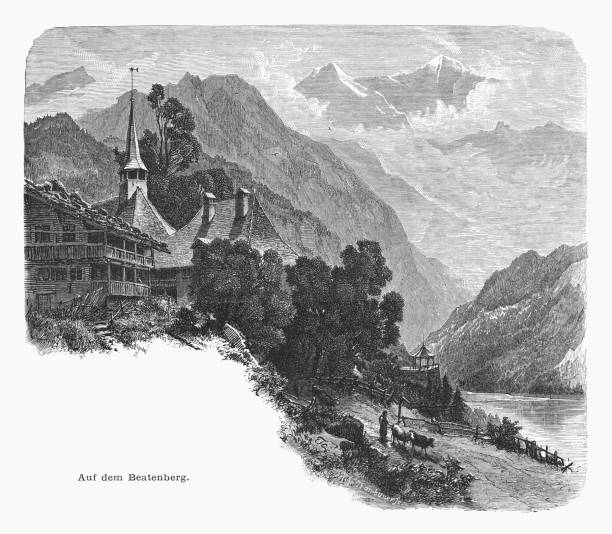 istock Historical view of Beatenberg, Switzerland, wood engraving, published in 1877 1487750984
