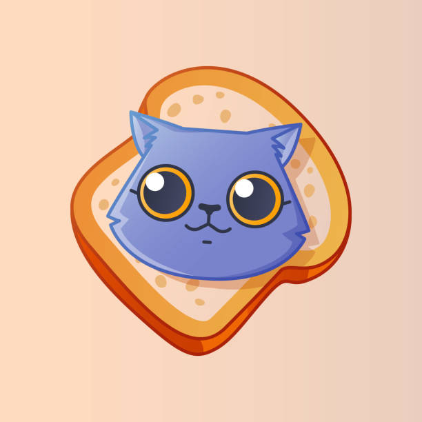 istock Cute face of cat in piece of bread. 1487753974