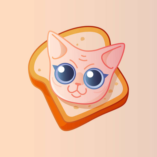 istock Cute face of sphinx cat in piece of bread. 1487753976