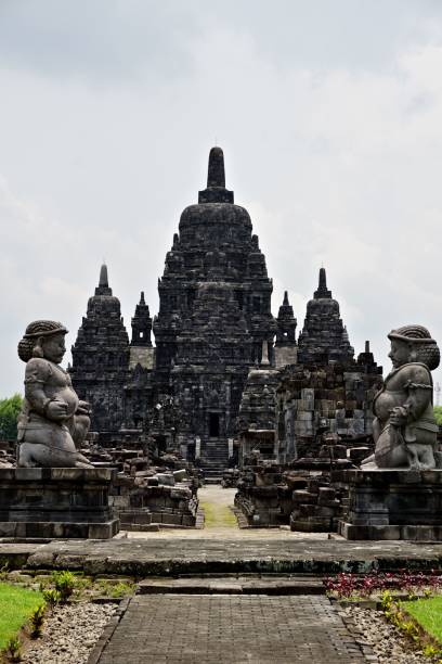 istock Vertical view over part of Hindu temple compound Candi Prambanan 1487755547