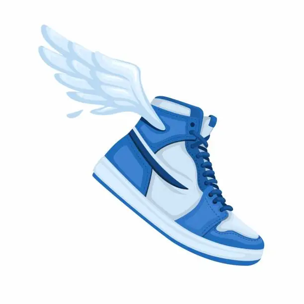 Vector illustration of Basketball Shoes Winged Fly on Air Cartoon illustration vector