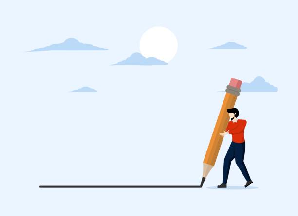 istock businessman holding large pencil draws outline. Set boundaries, privacy or business territory, start business planning, know boundaries or blockers or barrier concept. 1487757224