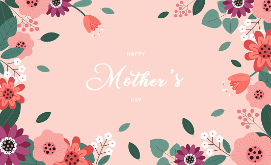 Happy mother's day vector background design. Mother's day international celebration greeting card. Flower background. Vector Illustration.