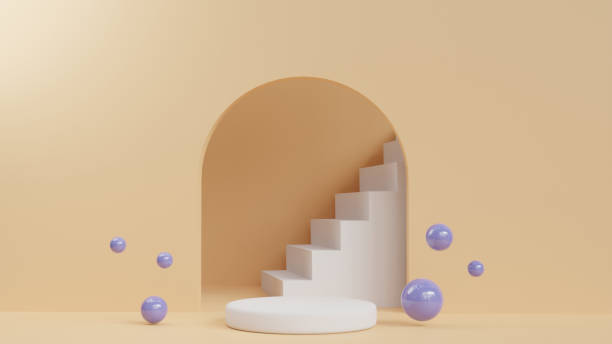 istock 3d product display podium scene with the geometric platform. 3d cylinder stand podium. Commercial background. Geometric forms in modern minimal design. 3d rendering. 1487759333