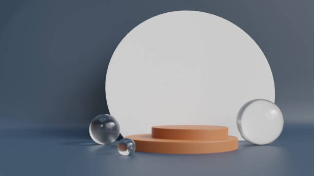 istock 3d product display podium scene with the geometric platform. 3d cylinder stand podium. Commercial background. Geometric forms in modern minimal design. 3d rendering. 1487759344