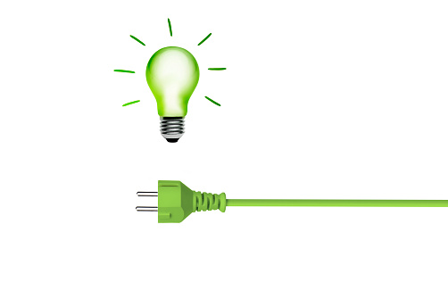 Green power cable and green light bulb