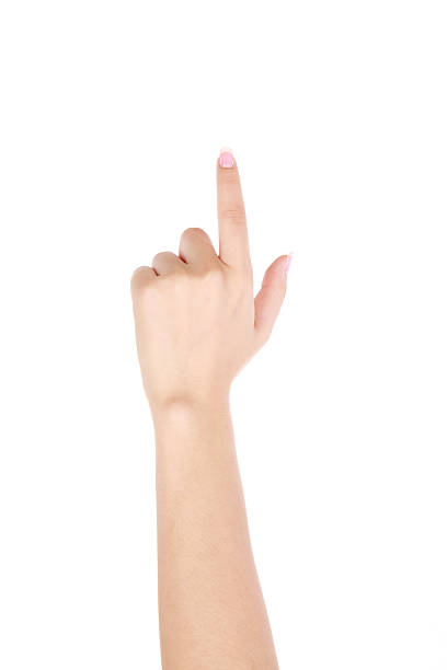 pouce levé sur fond blanc - pointing human hand aiming human finger photos et images de collection