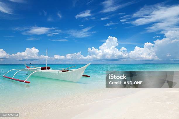White Boat On A Tropical Beach Stock Photo - Download Image Now - Cebu Province, Philippines, Filipino Culture