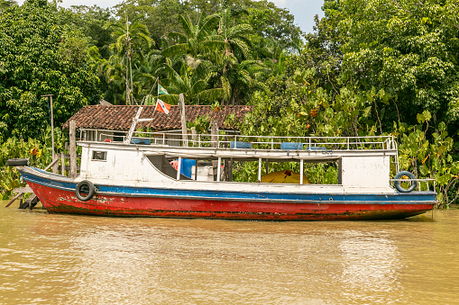 Transport boat on amazon river