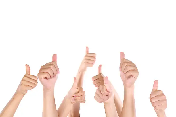 Thumbs up on white background, More similar images, please see my portfolio