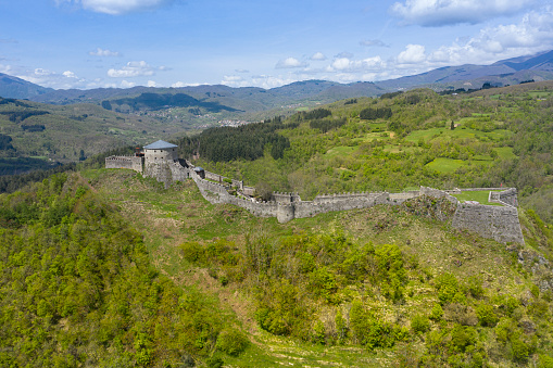 aerial view of the fortress of verrucole in tuscany garfagnana