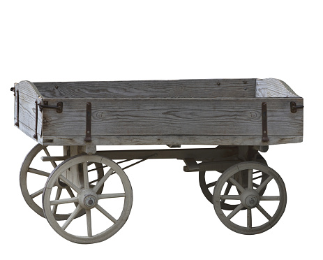 Wooden cart on white background.