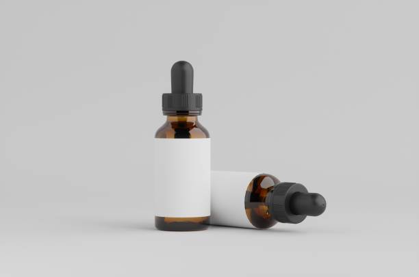istock Dropper Bottle Brown Amber Mockup 3D Illustration 1487773518