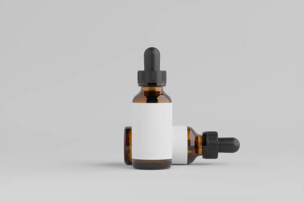 istock Dropper Bottle Brown Amber Mockup 3D Illustration 1487773528