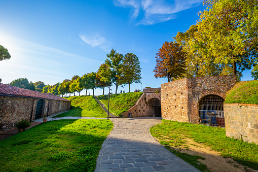 Lucca medieval city walls in autumn-Tuscany-Italy