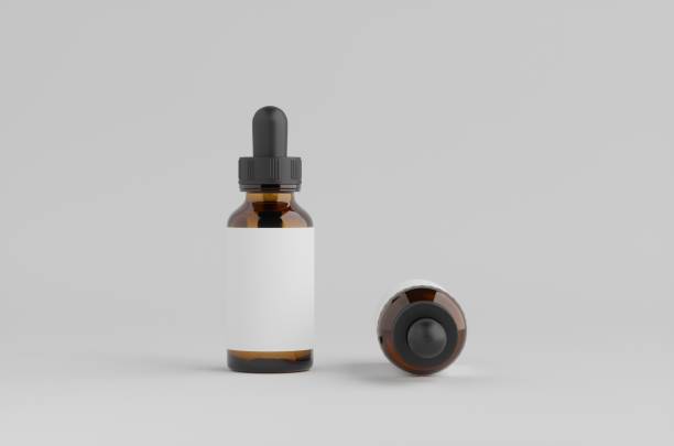 istock Dropper Bottle Brown Amber Mockup 3D Illustration 1487773638