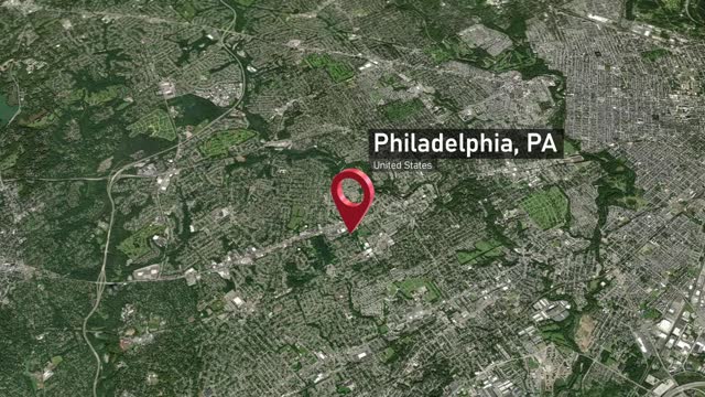 Philadelphia City Map Zoom from Space to Earth, Pennsylvania USA