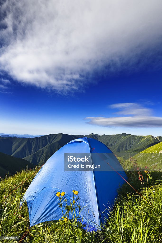 キャンプでは、高い山 - キャンプするのロイヤリティフリーストックフォト