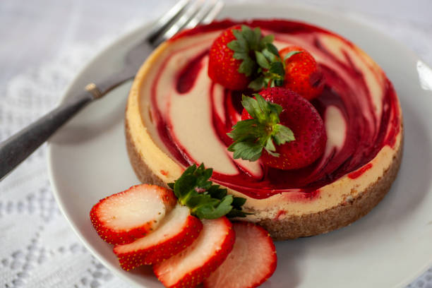 istock STRAWBERRY CHEESECAKE TOPPED WITH FRESH STRAWBERRIES 1487785998