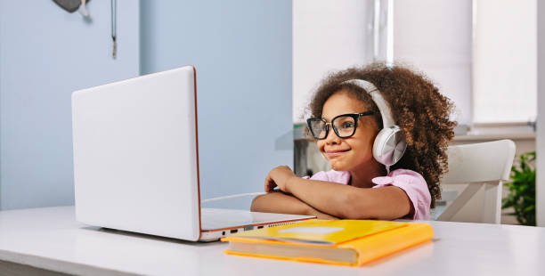 istock A Black African American student works on a laptop and communicates via video conference 1487786642