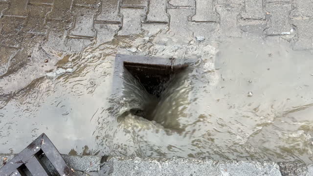 rainwater drain into the gutter