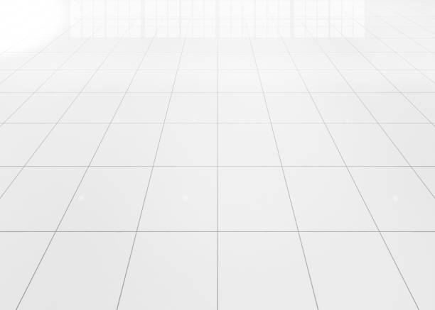 istock 3d rendering of white tile floor for background. 1487792753