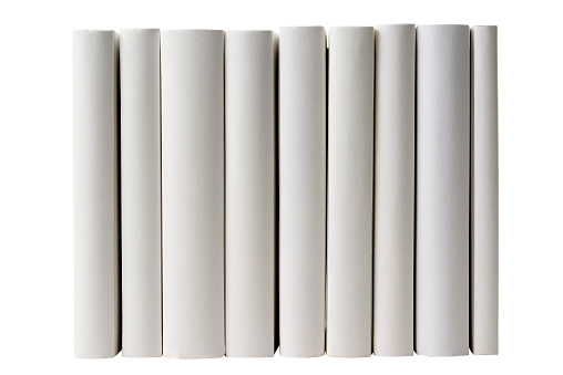 Row of blank books spine isolated on white background with clipping path.