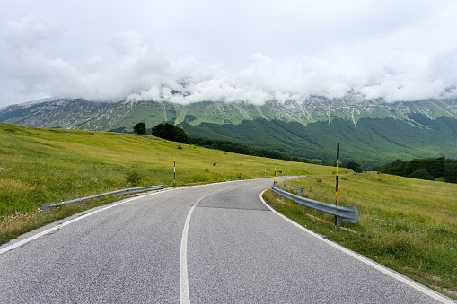 road in the san leonardo pass on the mountain area of the majella in abruzzo