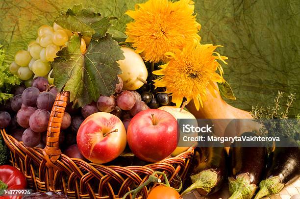 Vegetable And Fruits Food Stilllife Stock Photo - Download Image Now - Apple - Fruit, Autumn, Basket