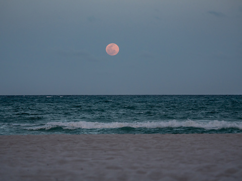 Moon rising over Miami Beach