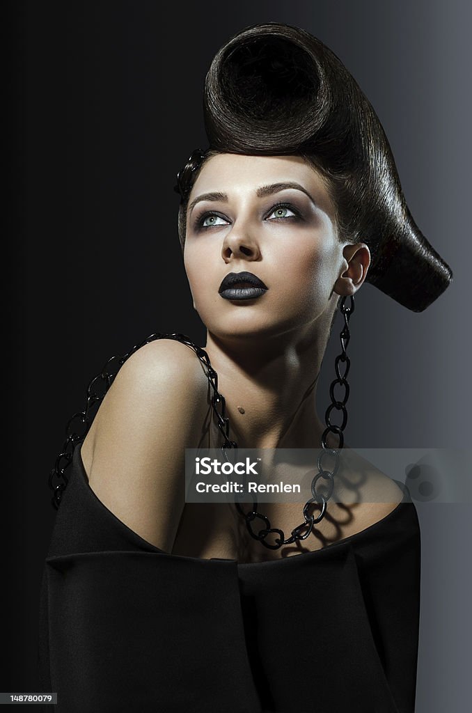Bela dama com um improvável hairdress - Foto de stock de Adolescente royalty-free