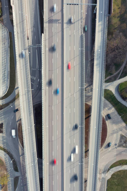 istock Aerial view of a highway with traffic in blurred motion 1487803729