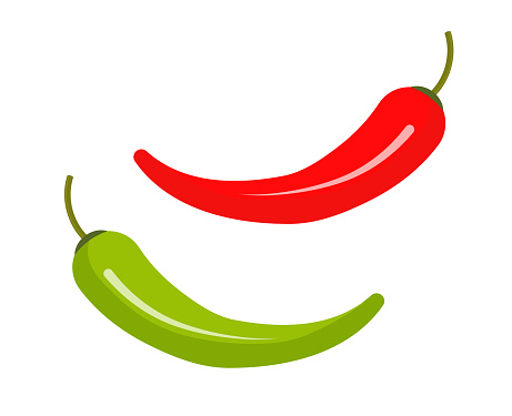 Colored badges of hot chili pepper in two color options