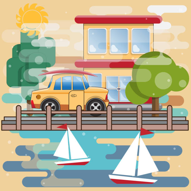 seascape. - floating on water travel backgrounds beaches travel locations stock illustrations