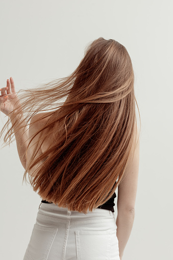 Long hair from behind Isolated On gray