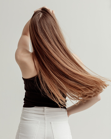 Long hair from behind Isolated On gray