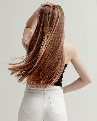 Long hair from behind Isolated On gray