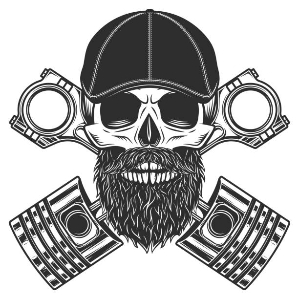 70+ Drawing Of A Skull And Piston Tattoo Illustrations, Royalty-Free ...
