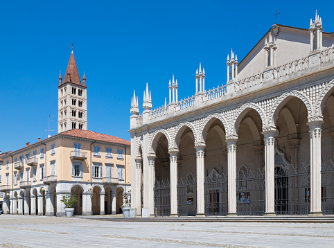 Biella - The Piazza Duomo square with the Cathedral porticoes.