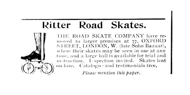 Victorian advertisments Ritter Road Skates; The Road Sket company; Oxford street London;Pearson's Magazine 1898 Victorian advertising taken from Pearson's Magazine 1898 ritter stock illustrations