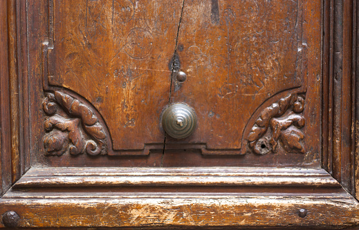 Lyon, France: Ornate Antique Door and Doorbell Close-Up