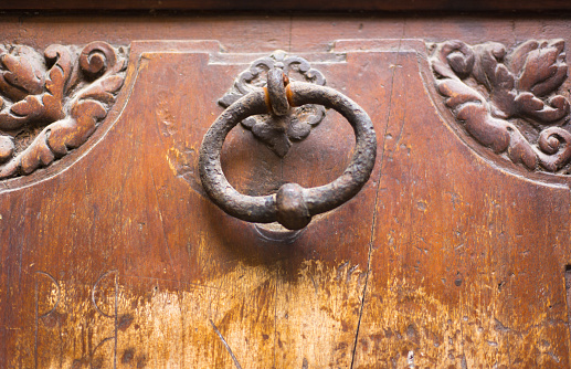 Lyon, France: Ornate Antique Door and Knocker Close-Up